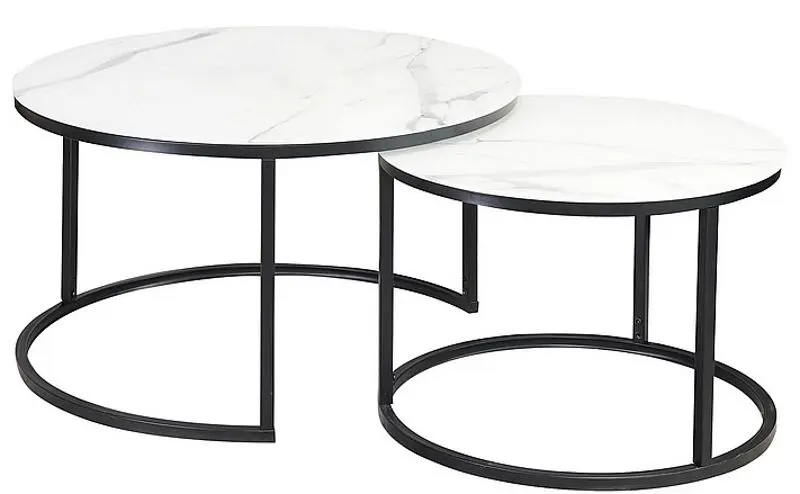 Set mesa pentru reviste Signal Atlanta C (White Marble/Black Matt)