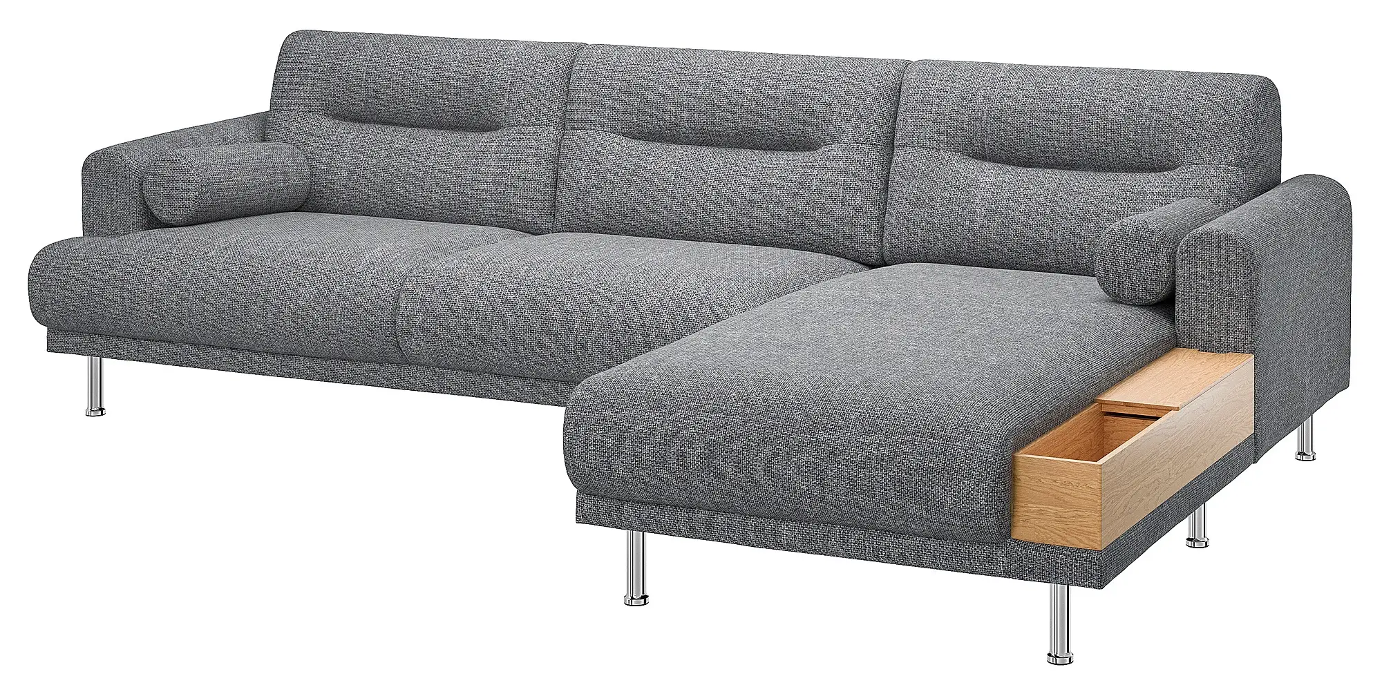 Canapea de colt Ikea Langaryd/Lejde 3 locuri/sezlong/metal/dreapta (Gri-negru) - 2