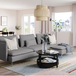 Диван угловой Ikea Soderhamn/Tonerud 4-местный/шезлонг/открытая боковина (Серый)