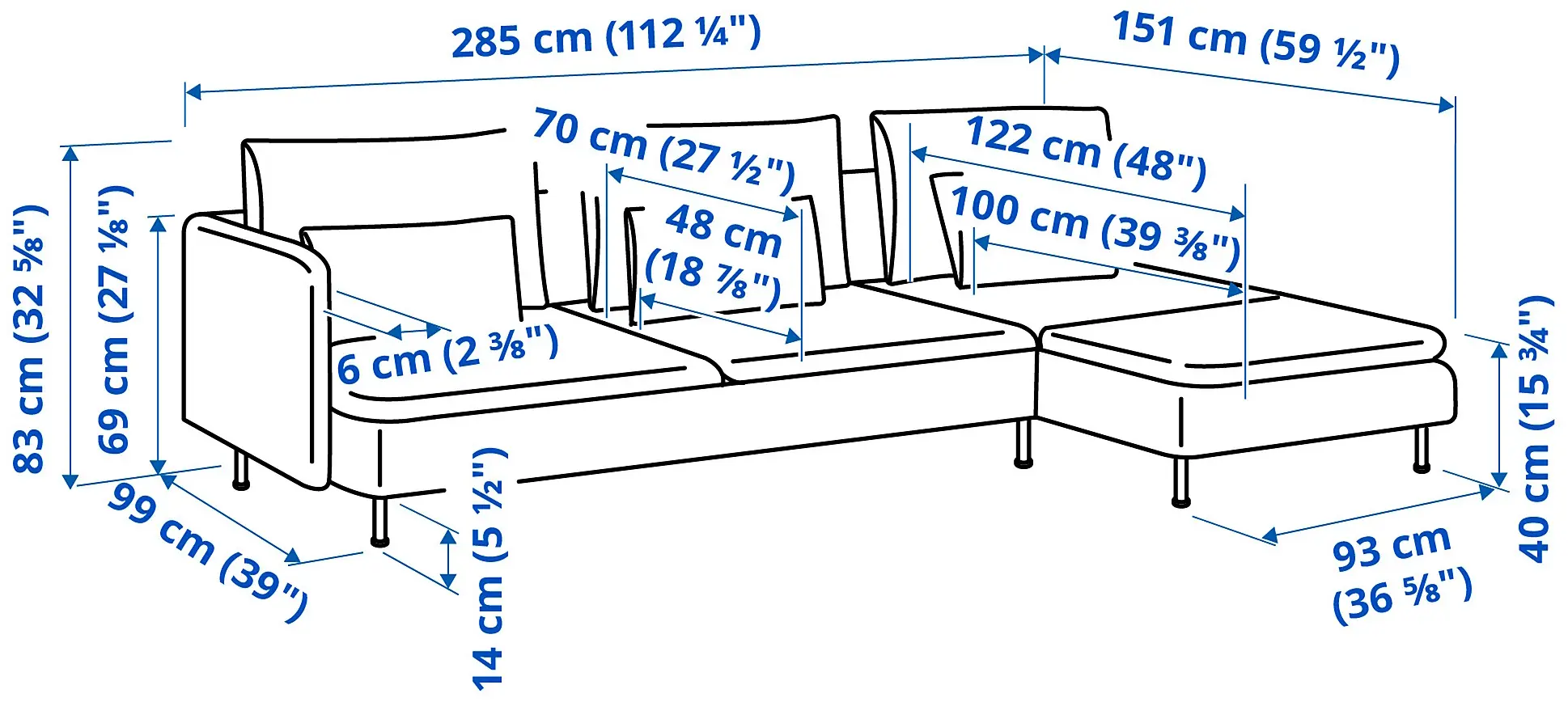 Диван угловой Ikea Soderhamn/Tonerud 4-местный/шезлонг/открытая боковина (Серый) - 7