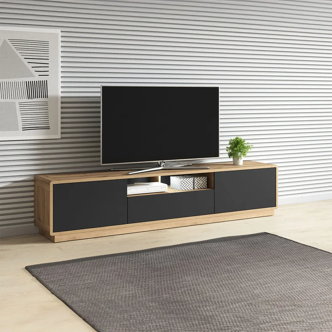 Tumba pentru TV Helvetia Aston Nr.40 2D1S (Black Matt/Taurus Oak)