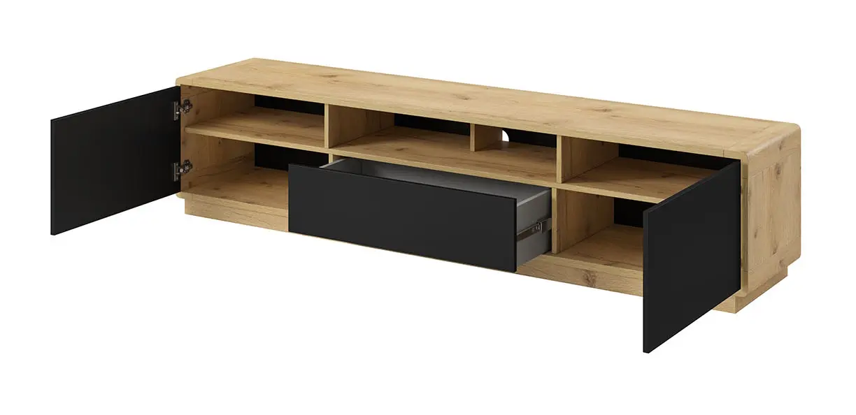Tumba pentru TV Helvetia Aston Nr.40 2D1S (Black Matt/Taurus Oak) - 3