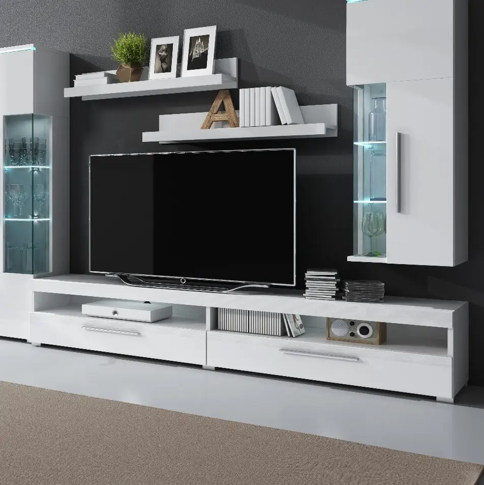 Tumba pentru TV Helvetia India Nr.40 (White/White Gloss)