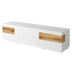 Tumba pentru TV Helvetia Silke Nr.40 6S (White/White Gloss/Wotan Oak) Thumb