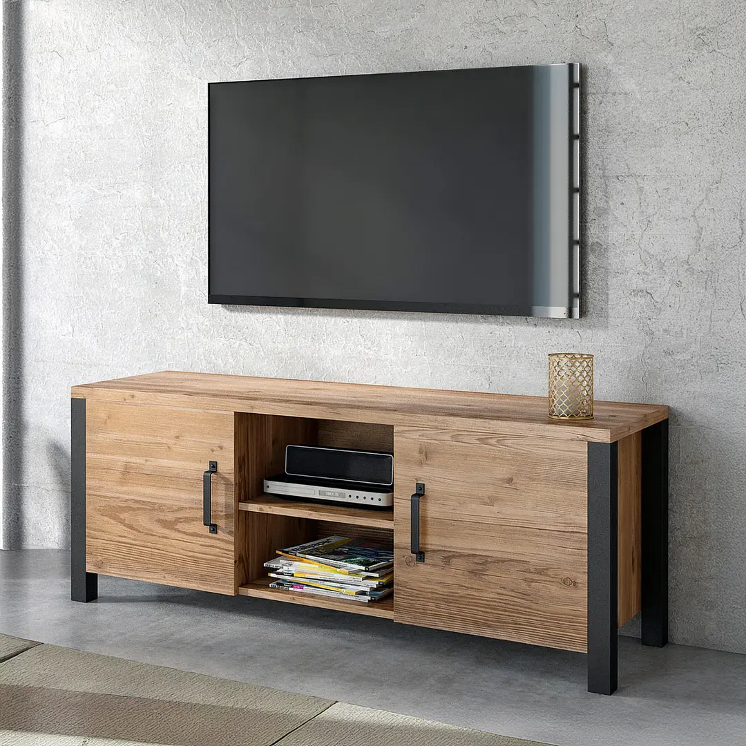 Тумба РТВ Helvetia Olin №41 2D (Spruce Appenzeller/Black Matt)