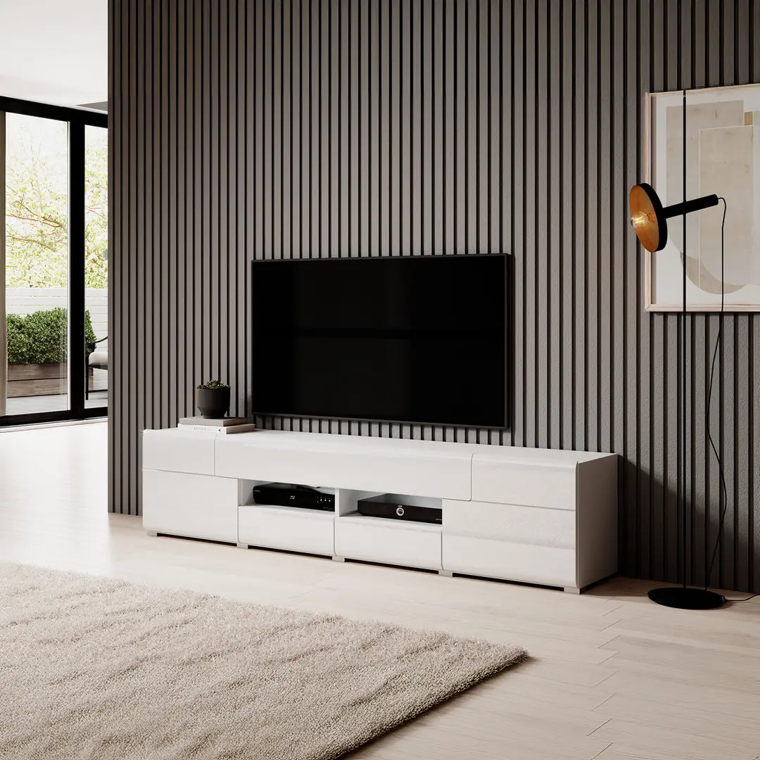 Tumba pentru TV Helvetia Toledo Nr.40 2D2S (White/White Gloss)