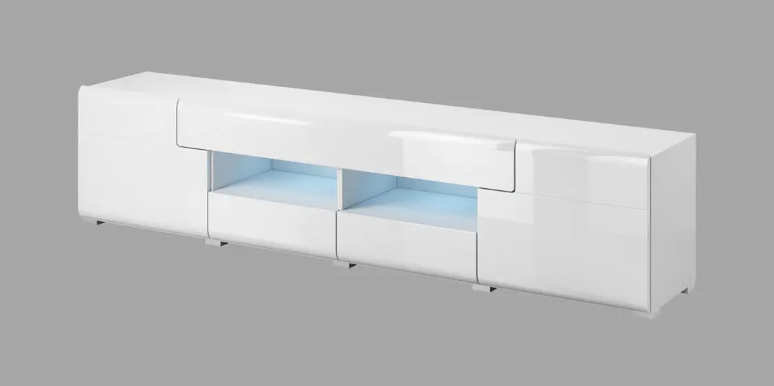 Tumba pentru TV Helvetia Toledo Nr.40 2D2S (White/White Gloss) - 2