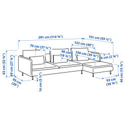Canapea de colt Ikea Soderhamn/Fridtuna 4 locuri/sezlong (Gri inchis) Thumb