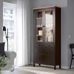 Vitrina Ikea Hemnes 3 sertare 90x197 (Negru-Maro/Maro Deschis)