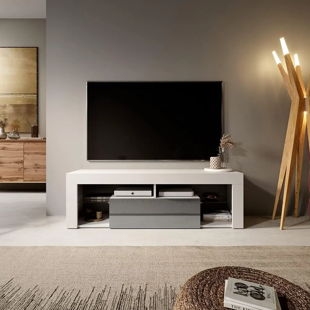 Tumba pentru TV Selsey Bianko 140 (White Matt/Gray Gloss)