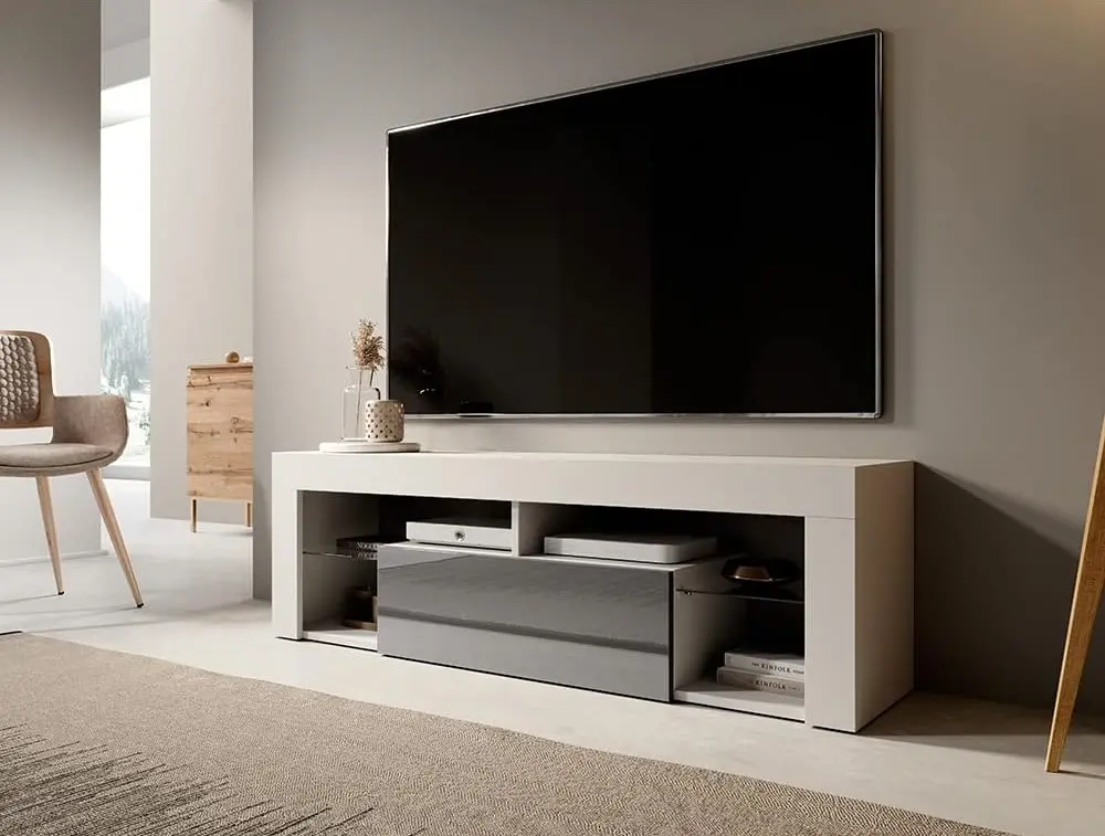 Tumba pentru TV Selsey Bianko 140 (White Matt/Gray Gloss) - 6