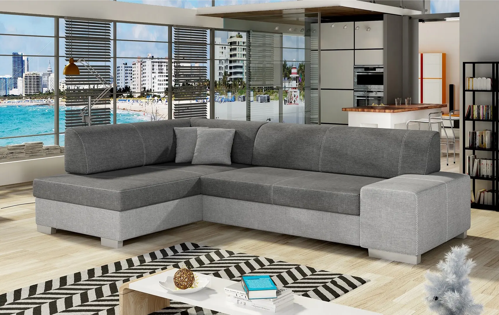 Canapea de colt Eltap Fabio Sawana 05/Sawana 21 Left (Gray Dark/Gray)