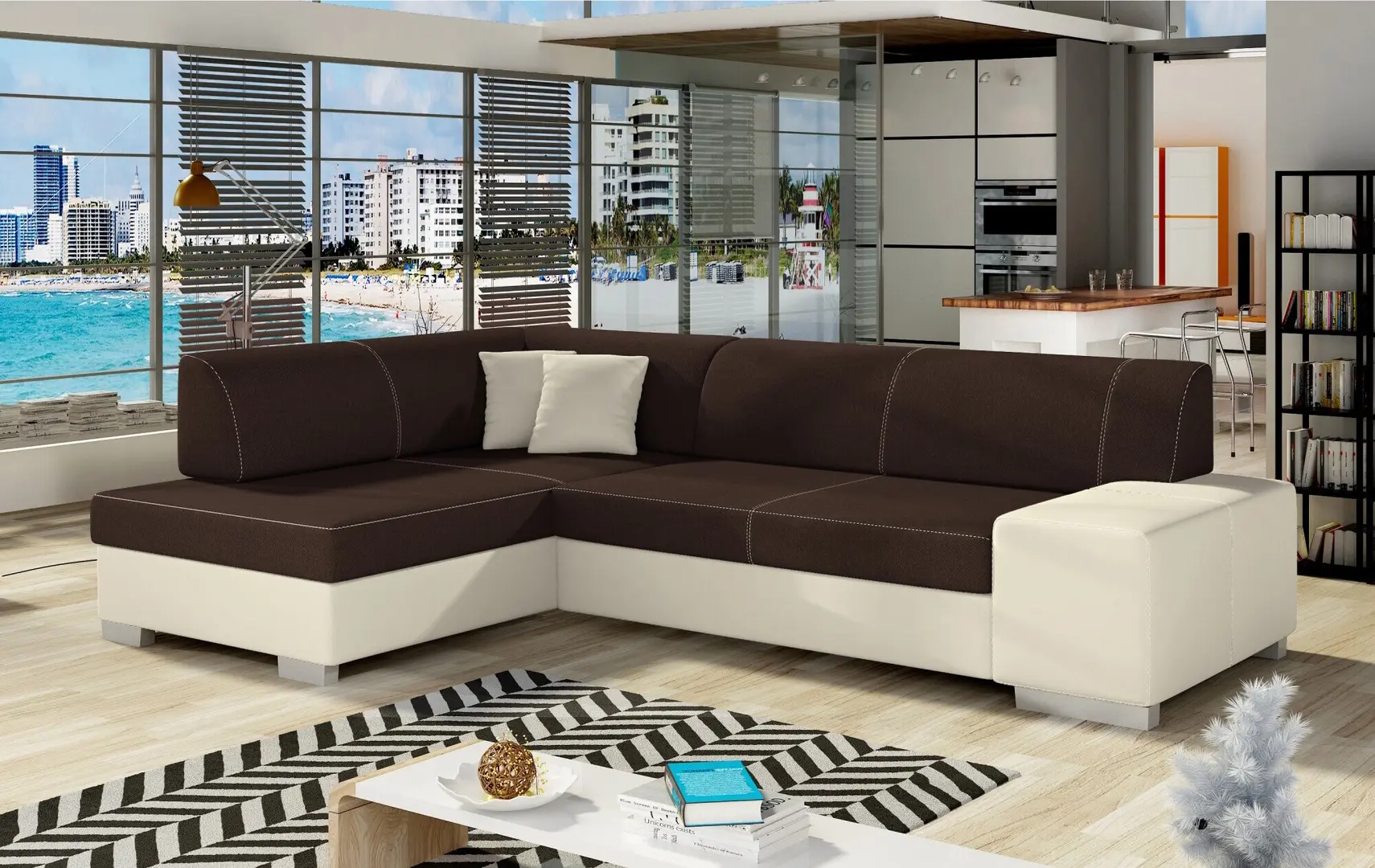 Canapea de colt Eltap Fabio Sawana 26/Soft 33 Left (Brown/Cream)