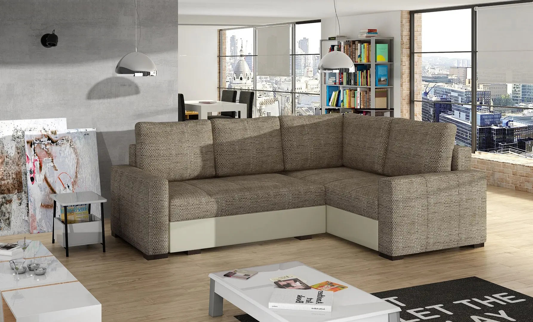 Canapea de colt Eltap Corona Berlin 03/Soft 33 Right (Beige/Cream)