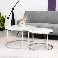 Set masute pentru reviste Signal Atlanta B II (White Marble/Chrome)