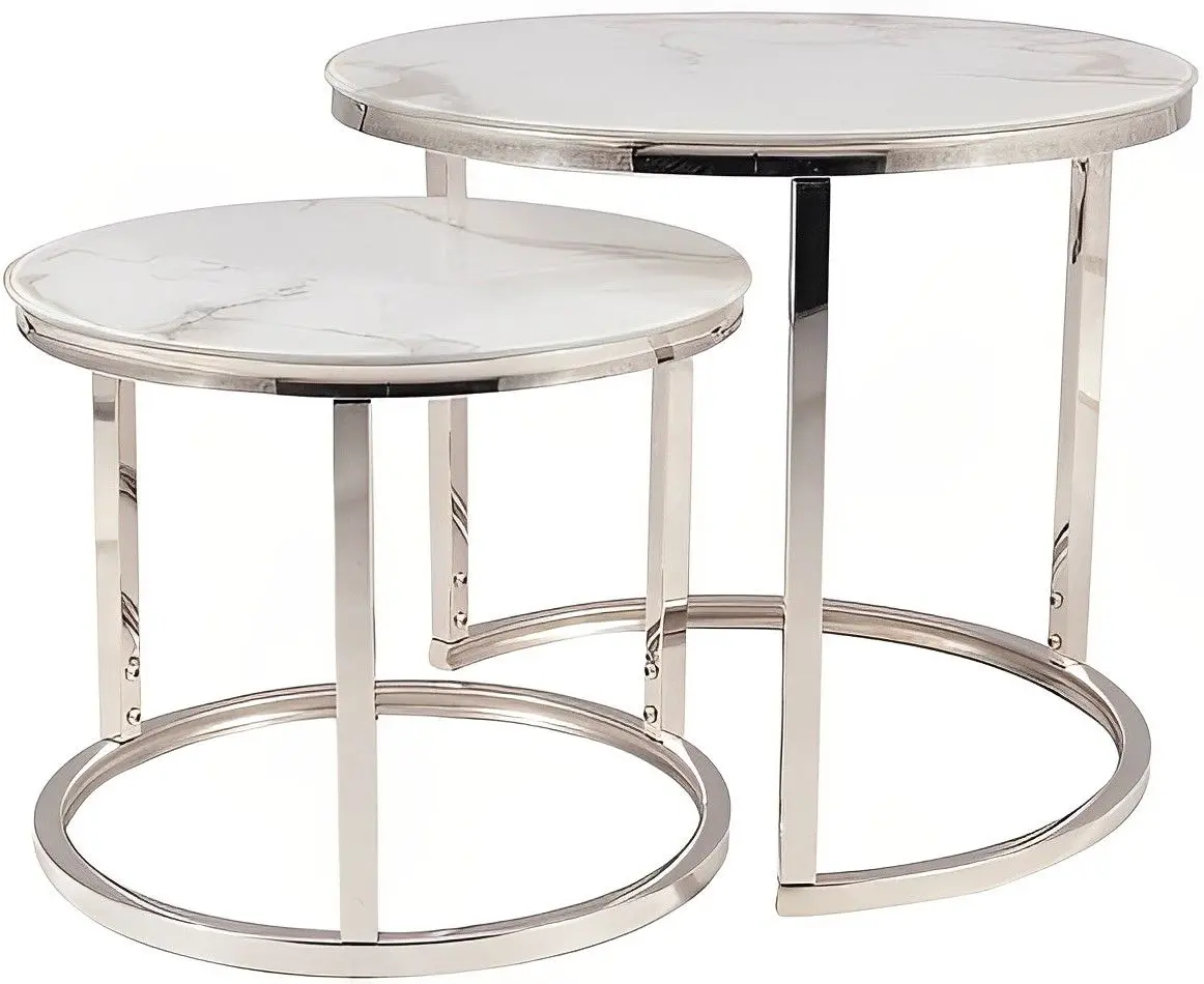 Набор журнальных столиков Signal Atlanta B II (White Marble/Chrome)