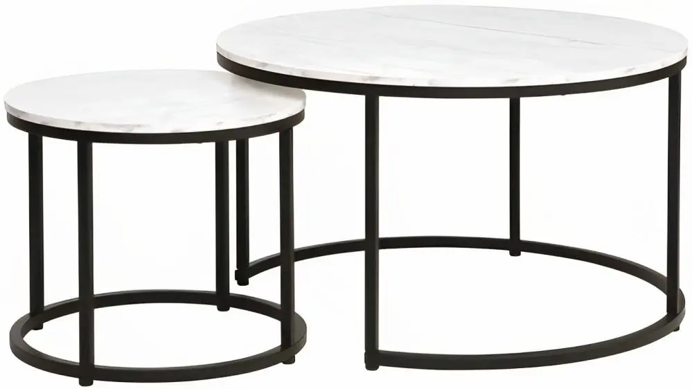 Set masute pentru reviste Signal Dion (White Marble/Black)