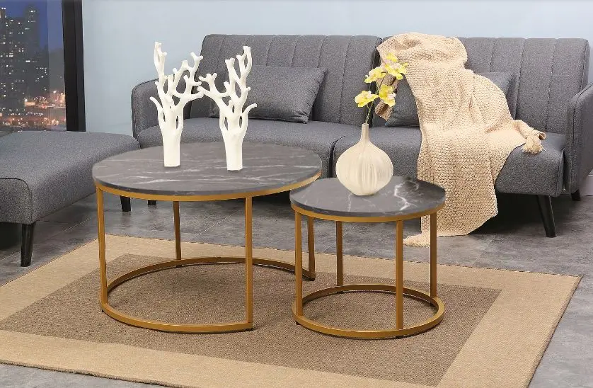 Set masute pentru reviste Signal Dion (Black Marble/Gold)