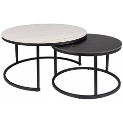 Set masute pentru reviste Signal Ferrante B (White Marble/Black Matt) Thumb