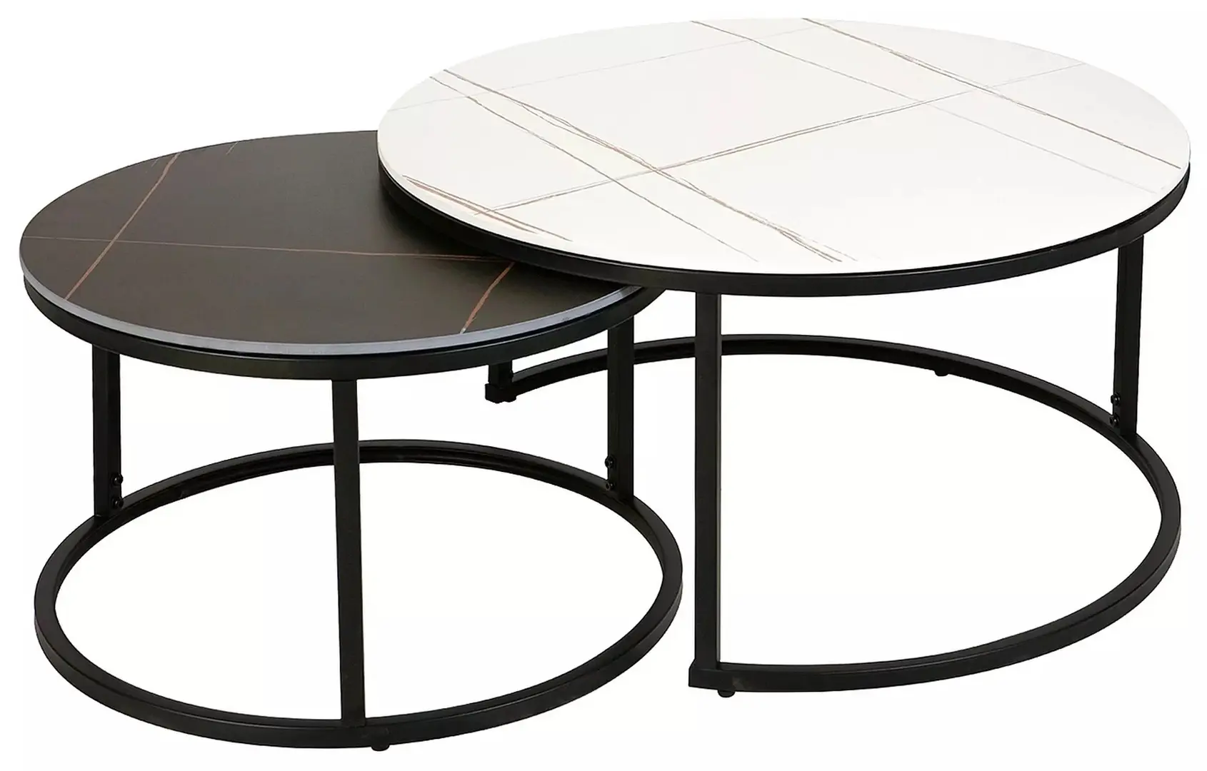 Set masute pentru reviste Signal Ferrante B (White Marble/Black Matt)