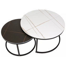 Set masute pentru reviste Signal Ferrante B (White Marble/Black Matt) Thumb