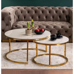 Set masute pentru reviste Signal Portafino A (White/Gold)