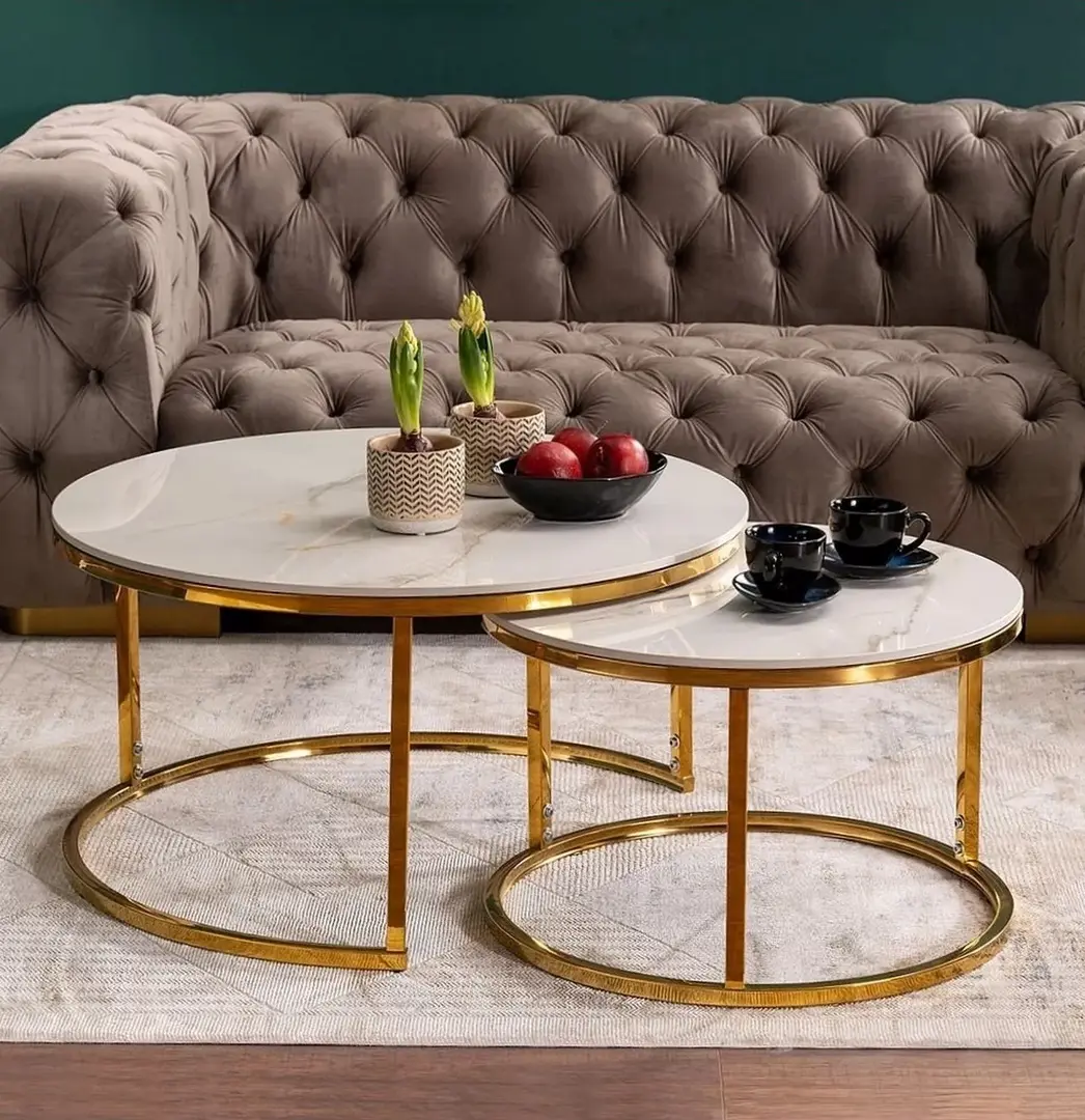 Set masute pentru reviste Signal Portafino A (White/Gold)