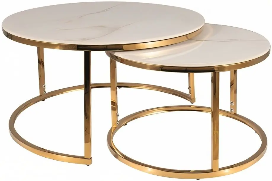 Set masute pentru reviste Signal Portafino A (White/Gold)