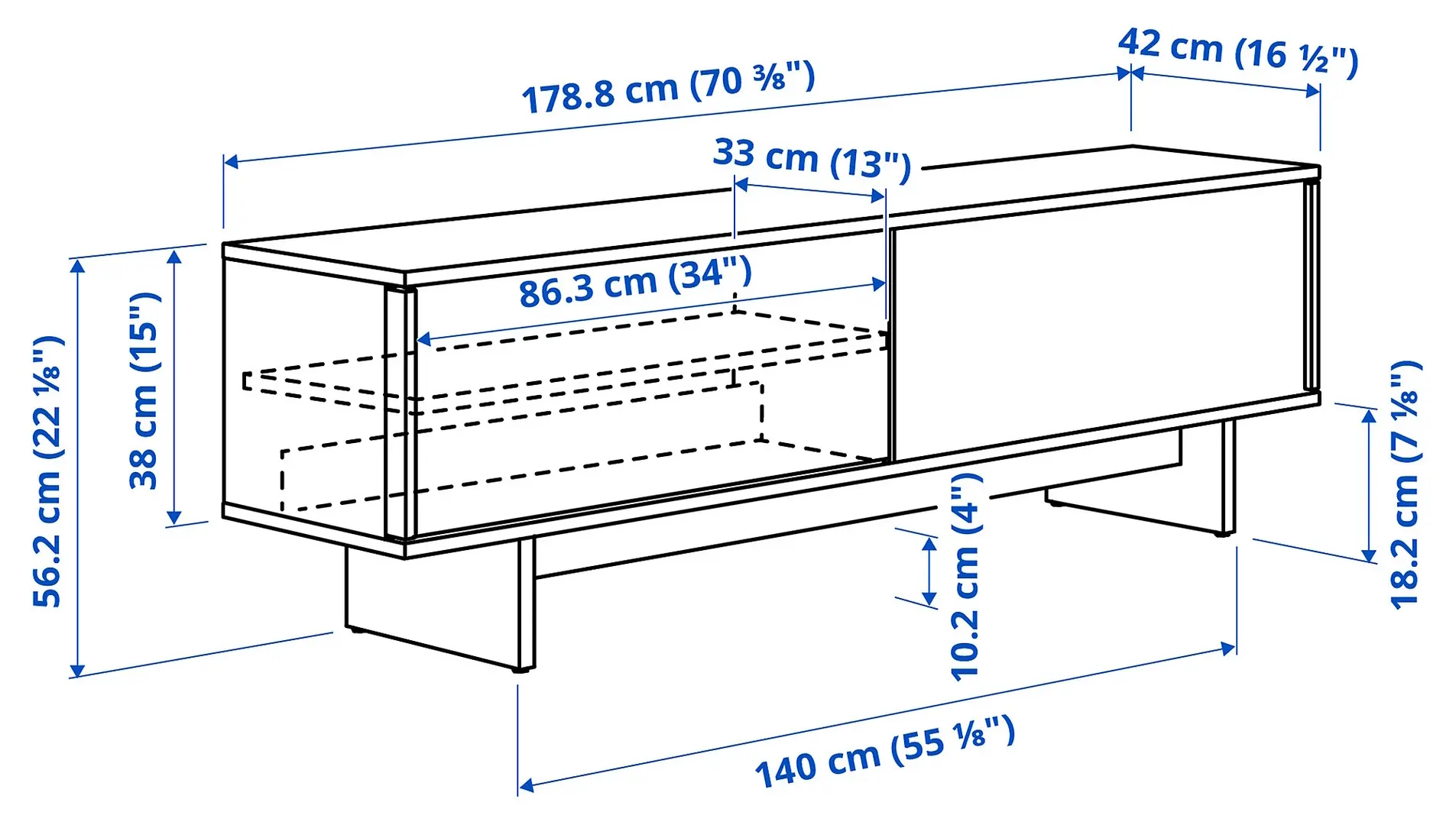 Tumba pentru TV Ikea Stockholm 2025 usi glisante 179x42x56 (Furnir stejar) - 6
