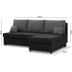 Диван угловой Magnifico Meble Kemi Right Bonell Mikrofaza 15 (Black) Thumb