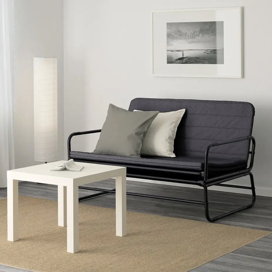 Canapea extensibila Ikea Hammarn/Knisa (Gri inchis/Negru)
