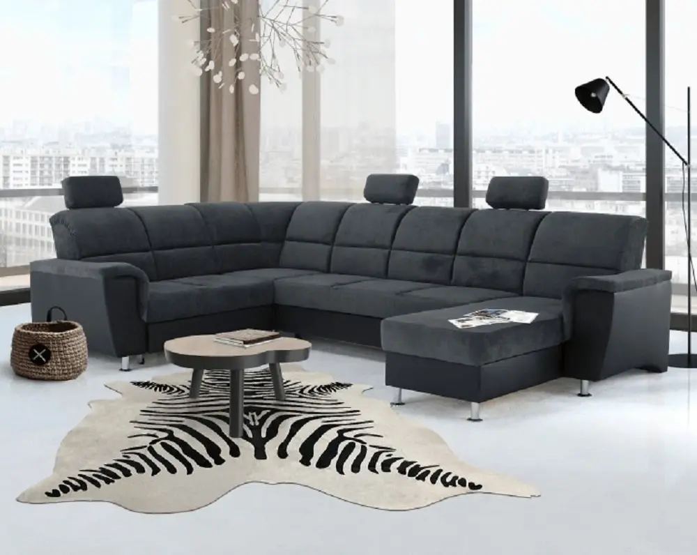 Canapea in forma de U extensibila Mobhaus Santiago Left (Black/Dark Gray)