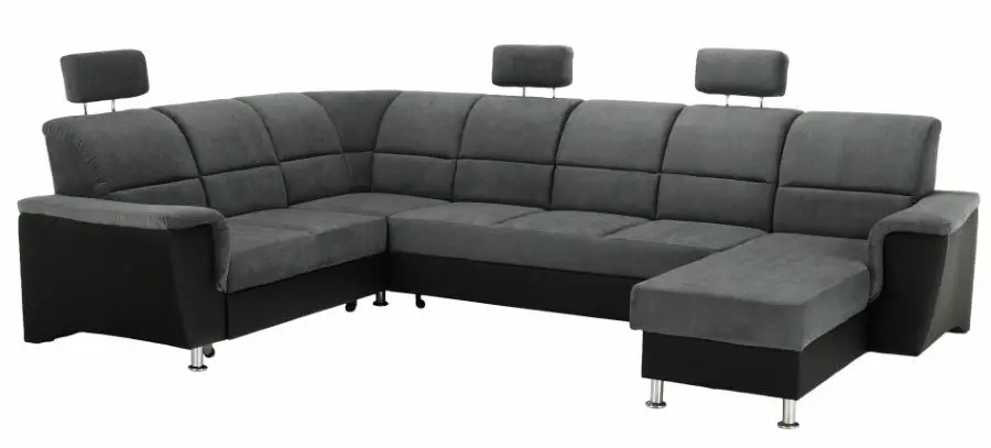 Canapea in forma de U extensibila Mobhaus Santiago Left (Black/Dark Gray)