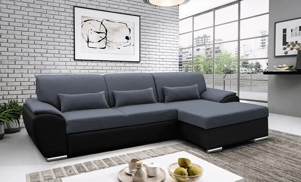 Canapea de colt extensibila Mobhaus Emily Right (Dark Gray/Black)