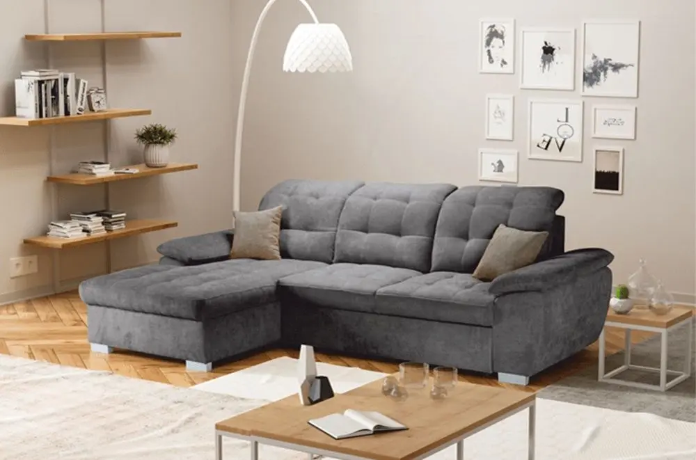 Canapea de colt extensibila Mobhaus Evangelin Left (Gray)