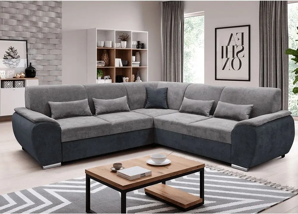Canapea de colt extensibila Tempo Kondela Emily Right (Dark Gray/Gray)