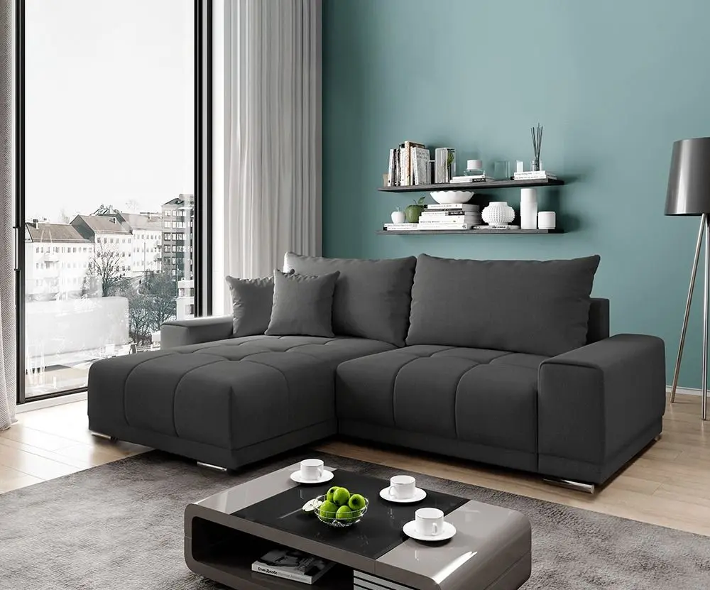 Canapea de colt extensibila Tempo Kondela Kevan (Dark Gray)