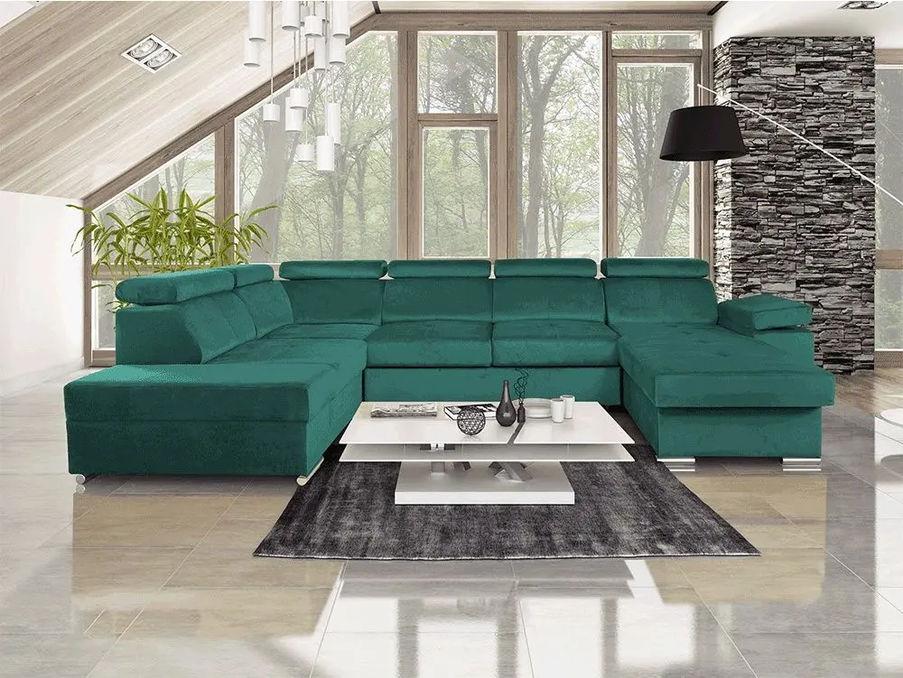 Диван П-образный Tempo Kondela Lamora U Right (Emerald)