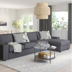 Диван угловой Ikea Vimle/Gunnared 4-местный/шезлонг/широкие подлокотники (Серый средний)