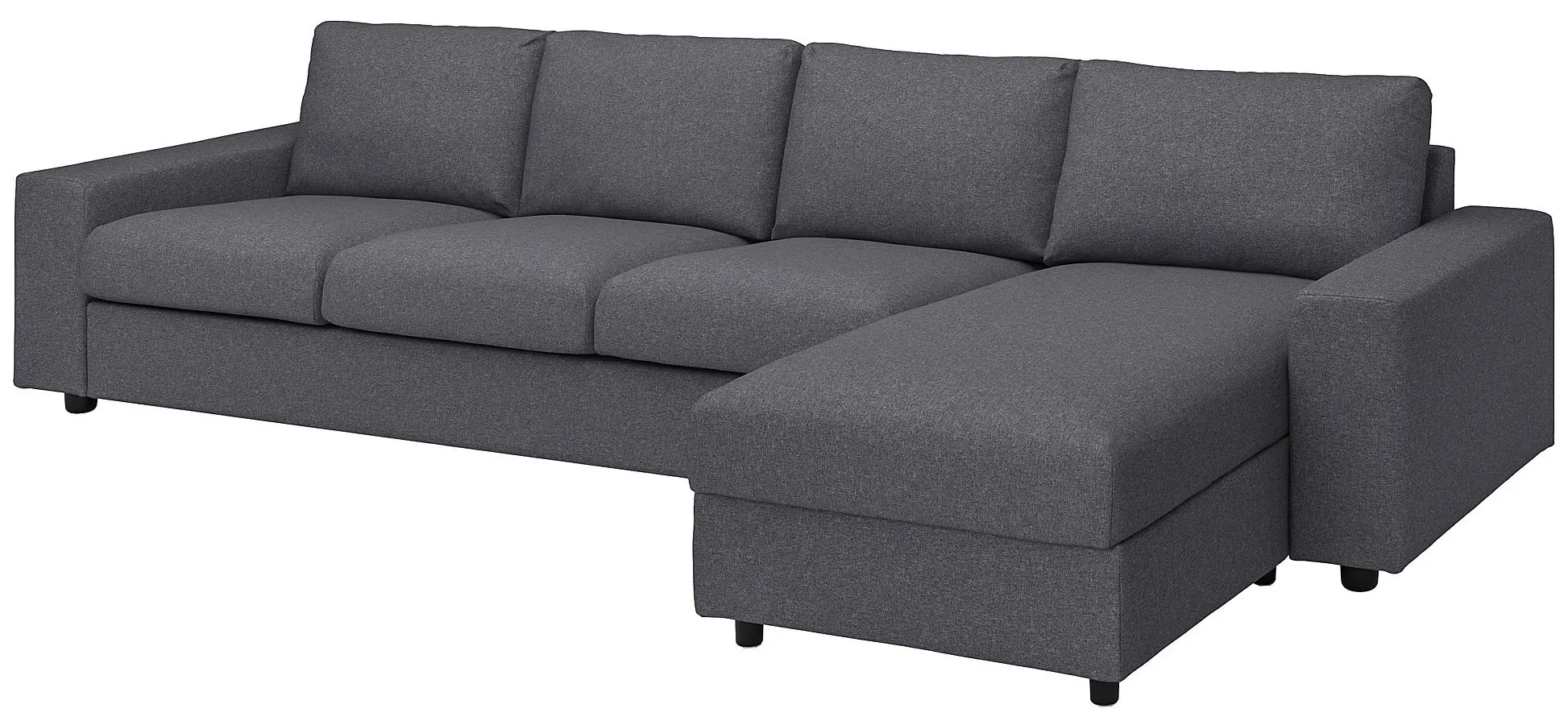 Диван угловой Ikea Vimle/Gunnared 4-местный/шезлонг/широкие подлокотники (Серый средний) - 2
