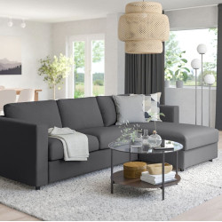 Canapea colt Ikea Vimle/Hallarp 3 locuri/sezlong (Gri)