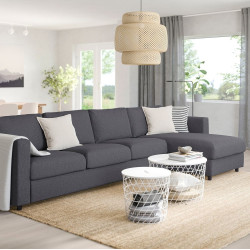 Canapea colt Ikea Vimle/Gunnared 4-locuri/sezlong (Gri mediu)