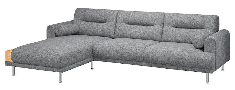 Canapea de colt Ikea Langaryd/Lejde 3 locuri/sezlong/metal/stanga (Gri-negru) - 2