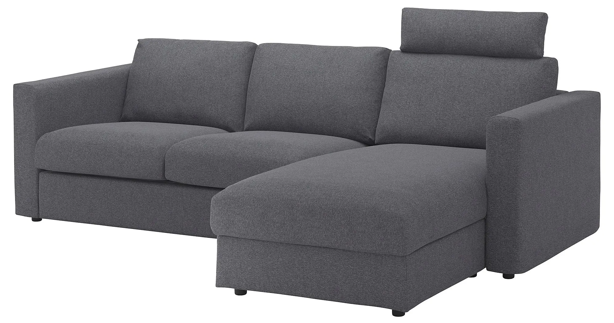 Canapea colt Ikea Vimle/Gunnared 3 locuri/sezlong/tetiera (Gri mediu)