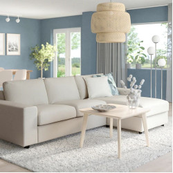 Canapea de colt Ikea Vimle/Gunnared 3 locuri/sezlong/brate late (Bej)