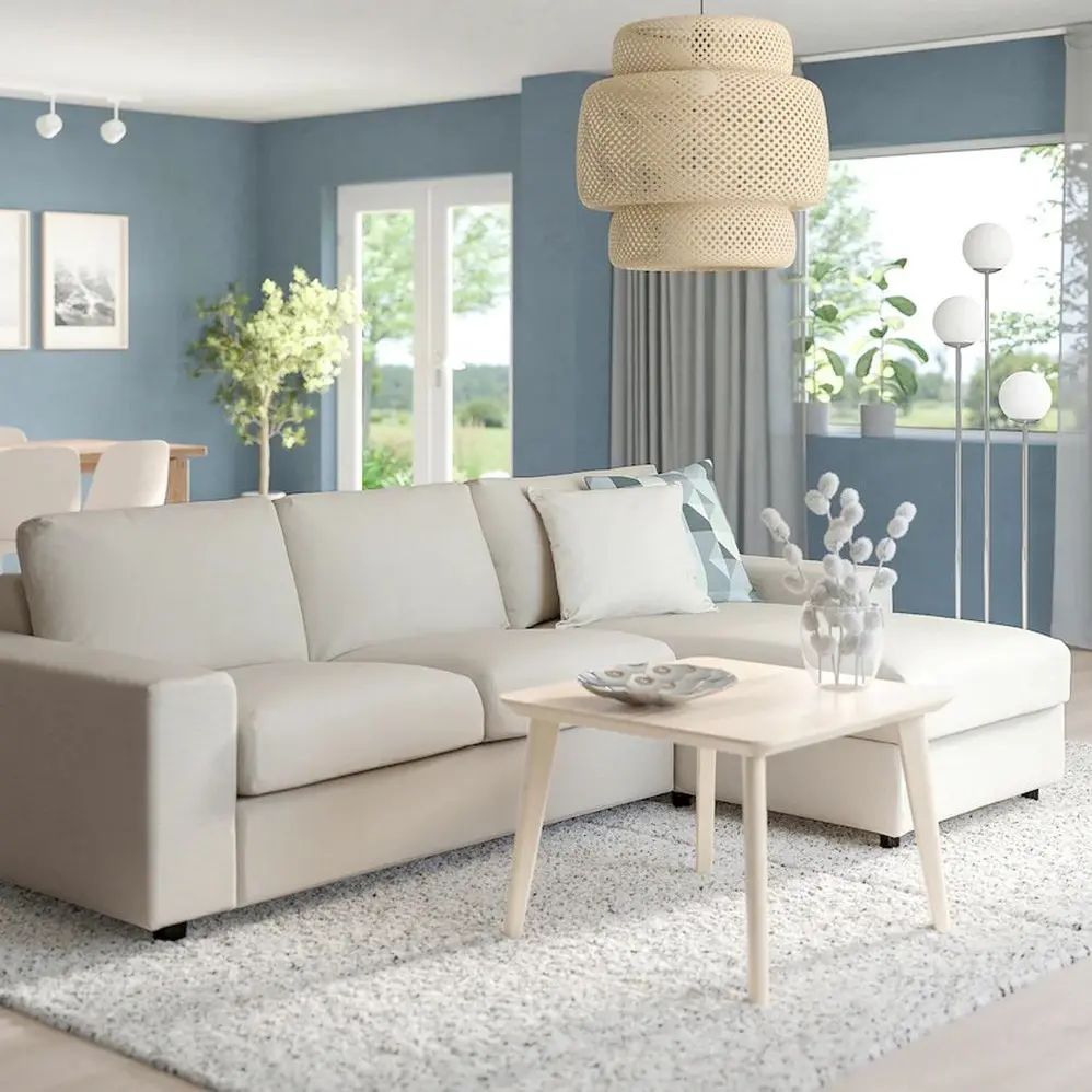 Canapea de colt Ikea Vimle/Gunnared 3 locuri/sezlong/brate late (Bej)