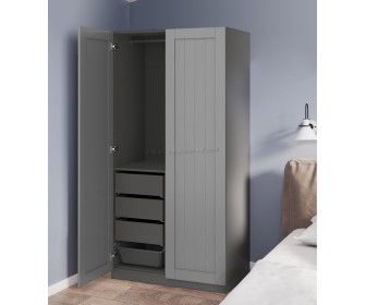 Шкаф Ikea Pax/Gullaberg полка/штанга/ящики/корзины 100x60x201 (Тёмно-серый/Серый)