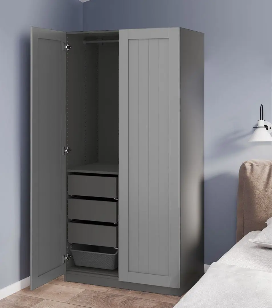 Dulap Ikea Pax/Gullaberg raft/bara/sertare/cosuri 100x60x201 (Gri inchis/Gri)