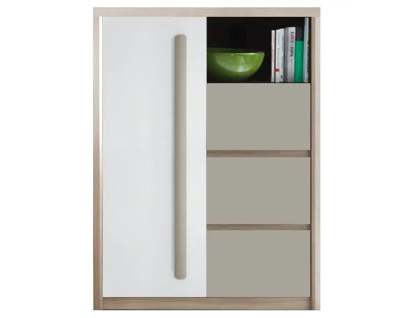 Comoda Fadome Roma Rom8 (White Gloss/Gray Matte/Elm)