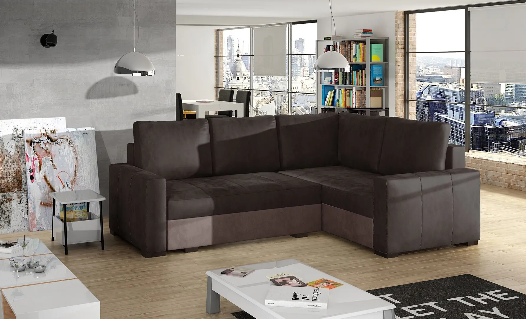 Canapea de colt Eltap Corona Monolith 29/Monolith 09 Right (Brown Dark/Brown Light)